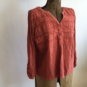 Style & Co. petite L top, orange/ rust/ brick color, very pretty!